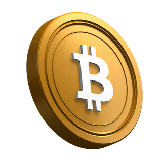 Schuin geplaatste Bitcoin (BTC) munt als onderdeel van het hero-sectie design