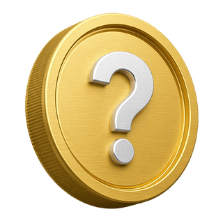 Een 3D gouden munt met een vraagteken, gebruikt als decoratie op de FAQ-pagina